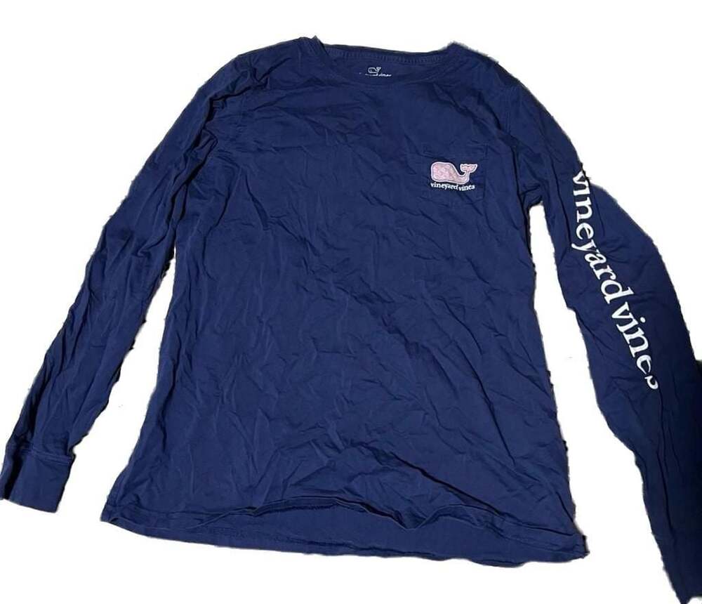 Vineyard Vines Navy Blue Long Sleeve Whale Logo Pocket T-Shirt Size M